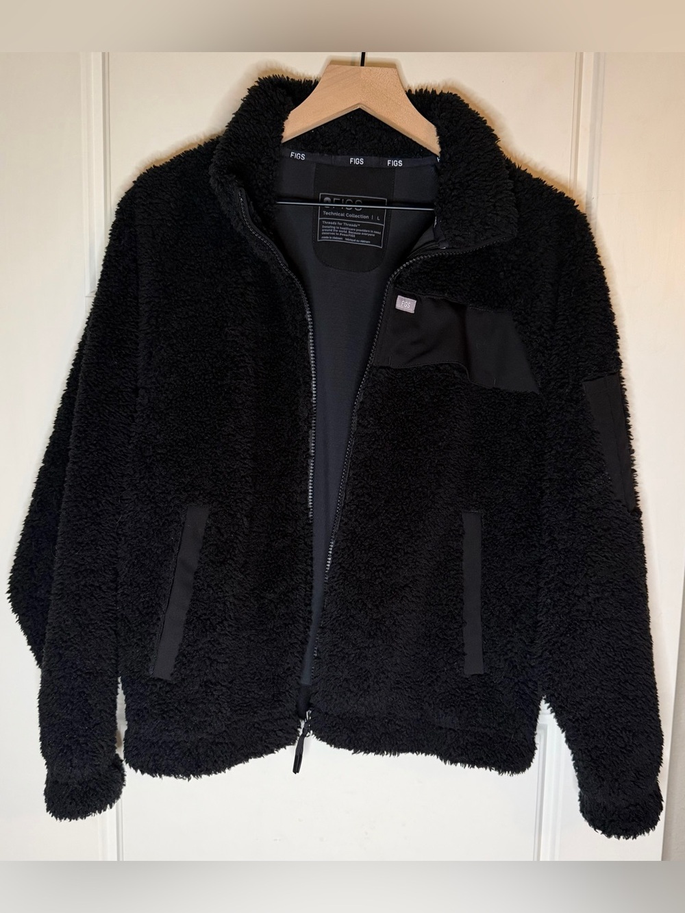 Figs Women’s Black Sherpa Jacket with Zip